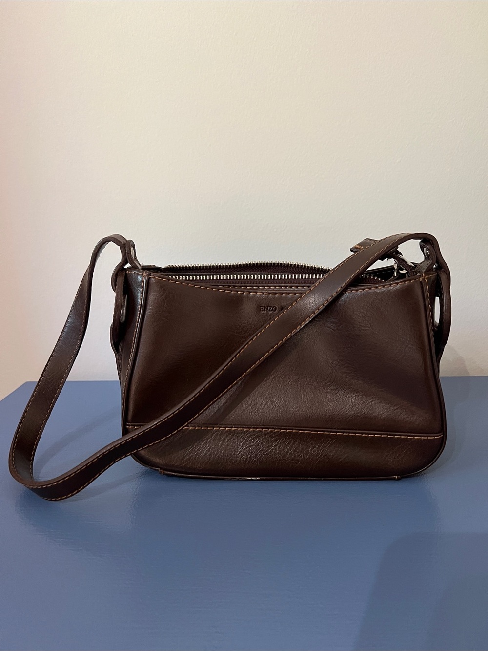 Vintage Enzo Angiolini Shoulder Bag Dark Brown